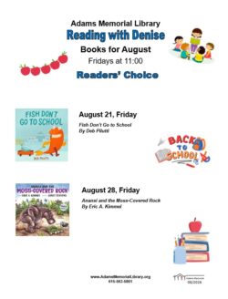This is the Reading with Denise schedule for August 2026